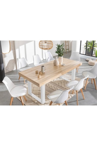 Mesa extensível Brixton - Imitação madeira e branco