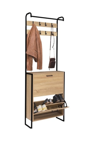 Vestiaire d'entrée Alan 8 patères + 2 placards à chaussures - 8 paires