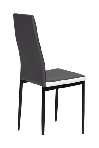 Chaises Jodie imitation cuir gris et blanc et pieds métal - lot de 4