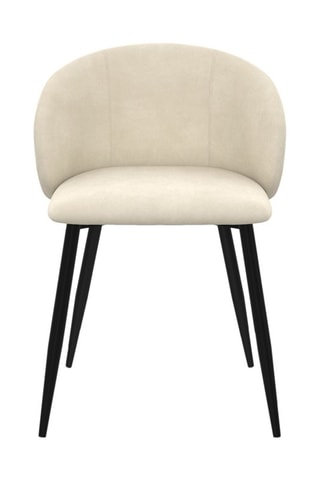 Chaises Léona en velours crème et pieds métal noirs - lot de 2