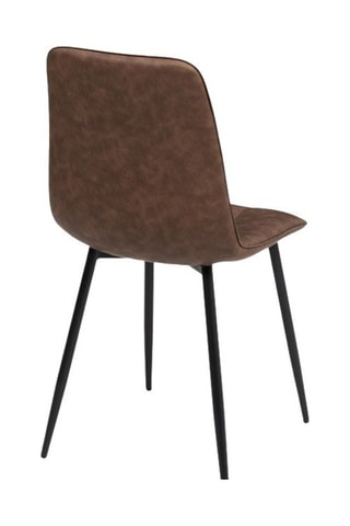 Chaises Linda imitation cuir marron et pieds métal noirs - lot de 4