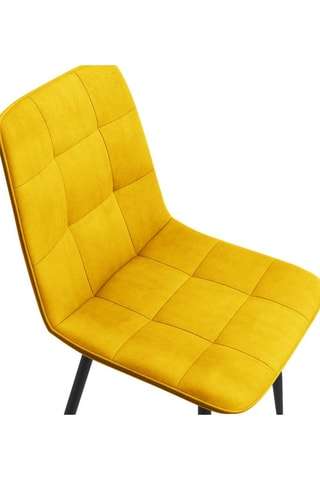 Chaises Linda en velours mix de couleurs et pieds métal noirs (bleu, gris clair, gris foncé et jaune) - lot de 6