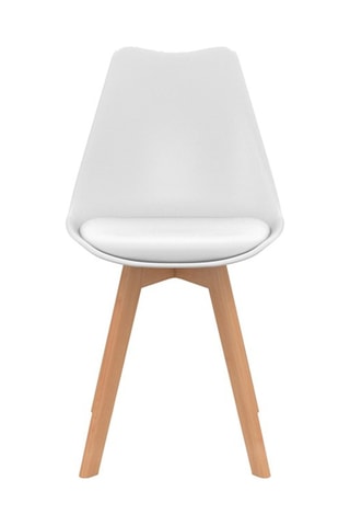 Chaises Nordia blanches et pieds bois - lot de 4