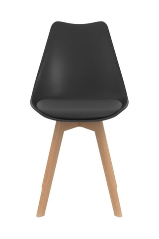 Chaises Nordia assise noire et pieds bois - lot de 6