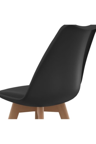 Chaises Nordia assise noire et pieds bois - lot de 6