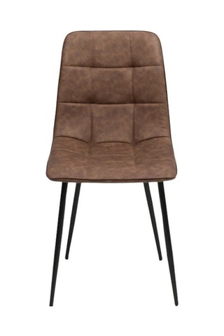 Chaises Linda imitation cuir marron et pieds métal noirs - lot de 6