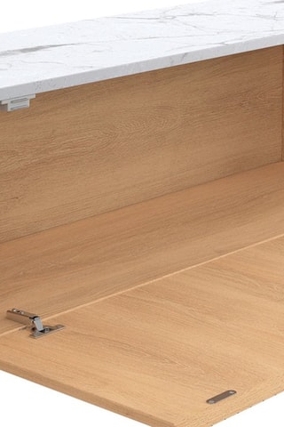 Meuble TV suspendu Marceau effet lattes et dessus marbre L180cm