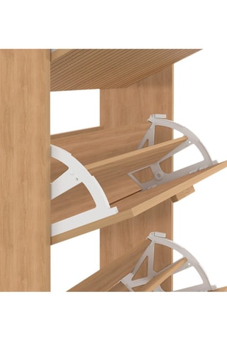 Meuble à chaussures Faustine 4 portes effet lattes - 24 paires