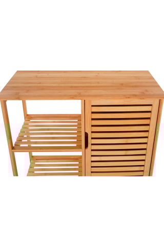 Meuble pour salle de bain Maya 1 porte en bambou avec étagères latérales