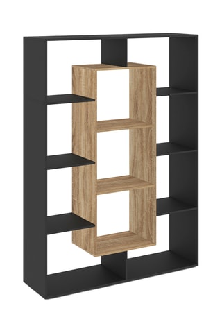 Etagère bibliothèque Paulette 11 compartiments bois et noire 143cm