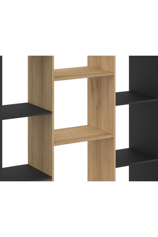 Etagère bibliothèque Paulette 11 compartiments bois et noire 143cm