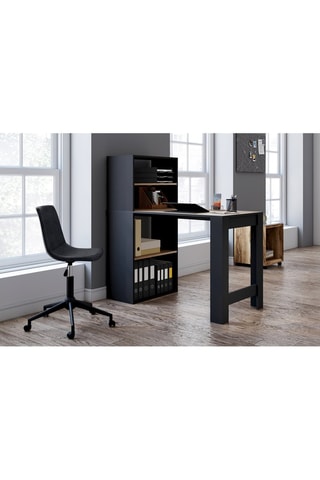 Bureau-bibliothèque 2-en-1 Benny - Imitation bois et noir