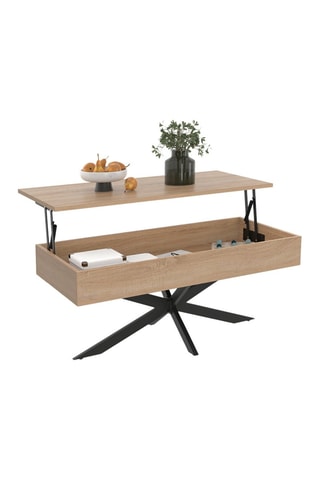 Table basse Spider avec plateau relevable bois et pieds croisés noir L100cm