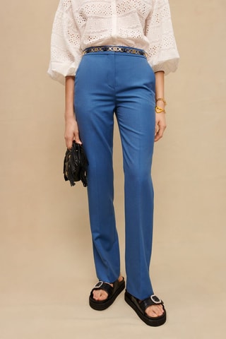Pantalon taille haute - Bleu cobalt