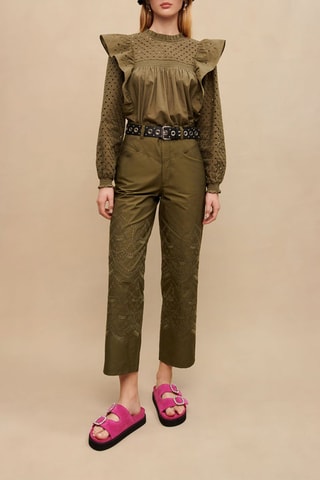 Pantalon taille haute - Kaki