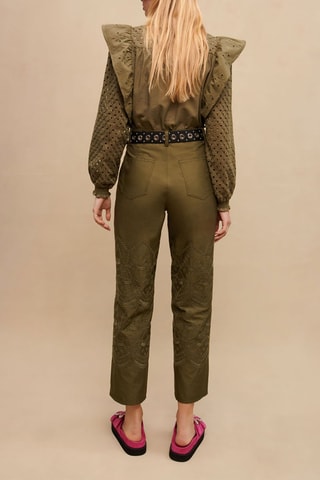 Pantalon taille haute - Kaki