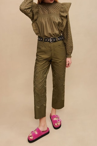 Pantalon taille haute - Kaki