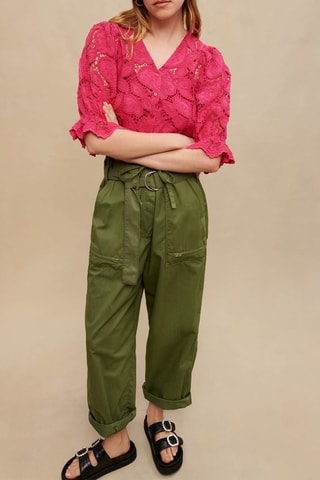 Pantalon taille haute - Kaki