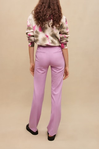 Pantalon en laine vierge taille haute - Mauve