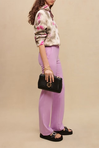 Pantalon en laine vierge taille haute - Mauve