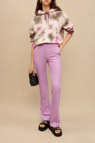 Pantalon en laine vierge taille haute - Mauve