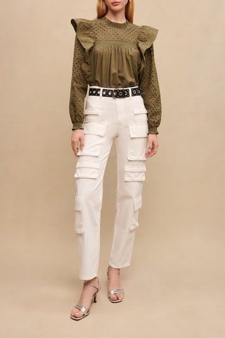 Pantalon taille haute - Blanc 