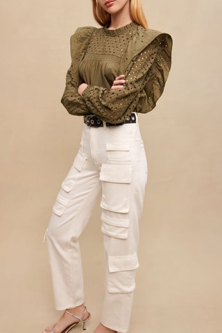 Pantalon taille haute - Blanc 