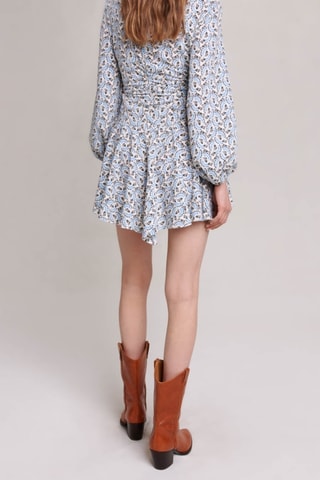 Robe volantée - Bleu et écru