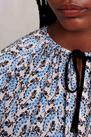 Blouse - Écru et bleu