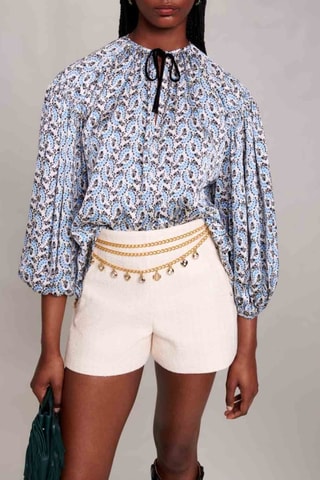 Blouse - Écru et bleu