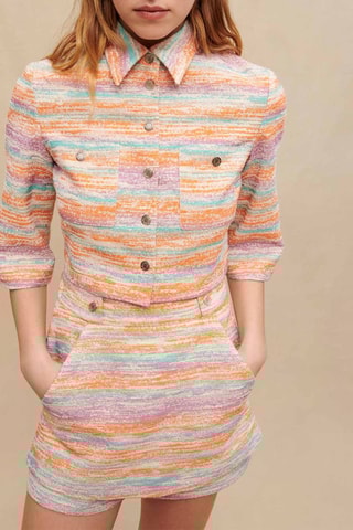 Jupe-short taille haute - Orange et turquoise 