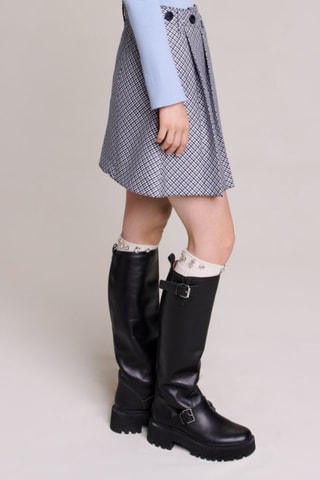 Jupe plissée - Bleu et gris