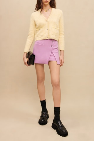 Jupe en laine taille haute - Mauve