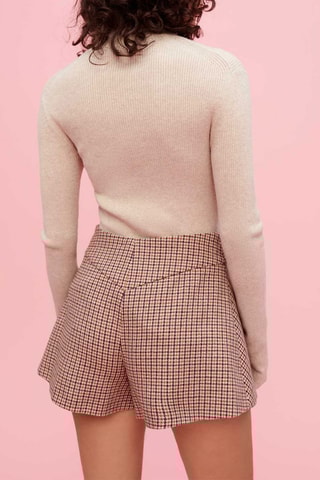 Short en laine taille haute - Camel