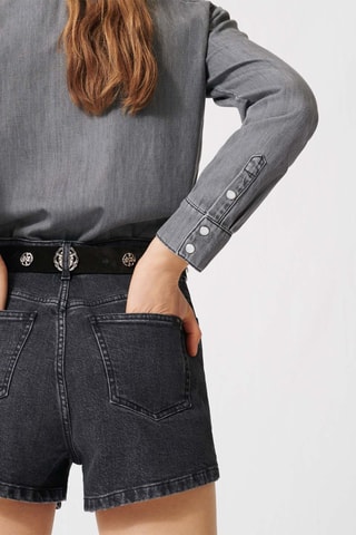 Combishort en jean - Gris clair et noir