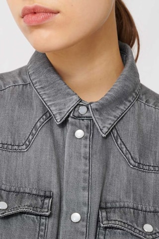 Combishort en jean - Gris clair et noir