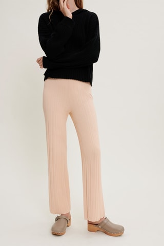 Pantalon wide legs taille haute - Rose