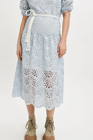 Robe midi en broderie anglaise - Ciel