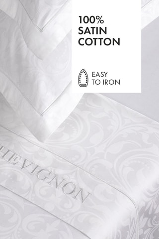 Conjunto de edredão em cetim de algodão tecido jacquard 120 fios/cm² Victorian - Branco