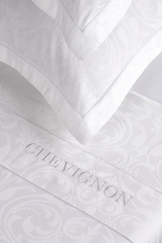 Conjunto de edredão em cetim de algodão tecido jacquard 120 fios/cm² Victorian - Branco