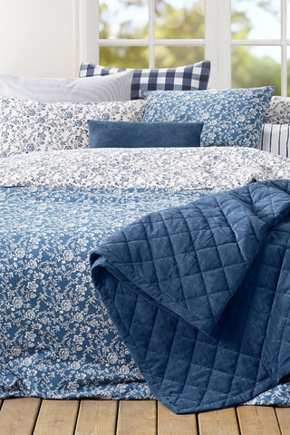 Lençol-capa em percal de algodão 95 fios/cm² Uni - Azul