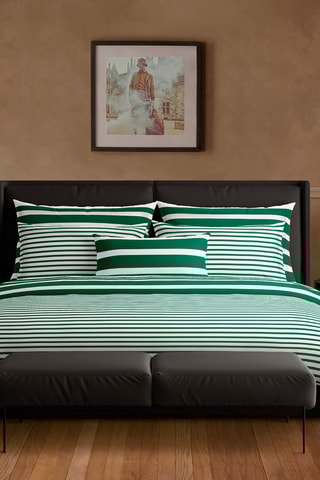 2 Katoensatijnen Kussenslopen 80 Draad/cm² Horizon- Groen en Wit