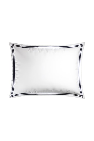 2 fronhas em cetim de algodão 80 fios/cm² Saint-Tropez - Branco e azul escuro