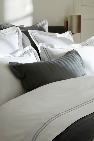2 fronhas de almofada em cetim de algodão 80 fios/cm² Saint-Tropez Branco e prateado