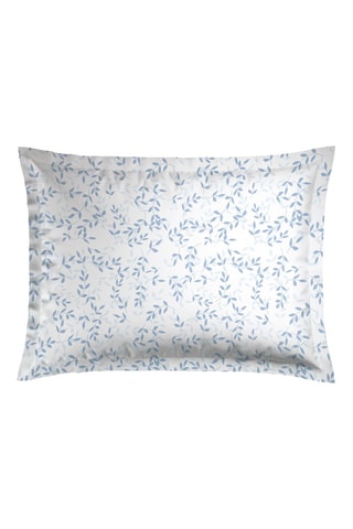 2 Katoensatijnen Kussenslopen Le Frêne- Blauw en Wit