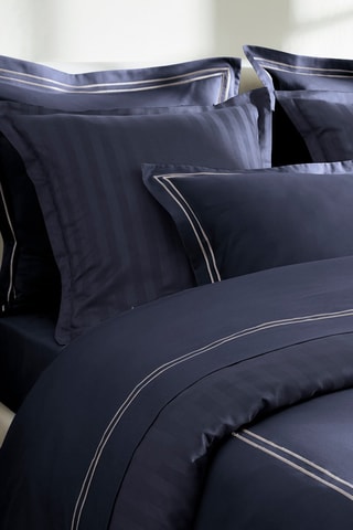 2 fronhas em cetim de algodão 80 fios/cm² Saint-Tropez - Azul escuro e branco