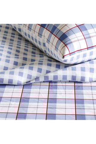 2 Perkalkatoenen Kussenslopen 80 Draad/cm² - Lichtblauw en Rood