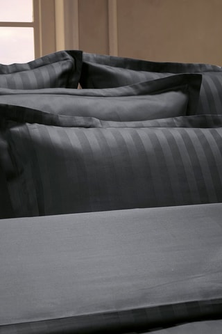 Conjunto de edredão em cetim de algodão tecido jacquard 80 fios/cm² - Preto