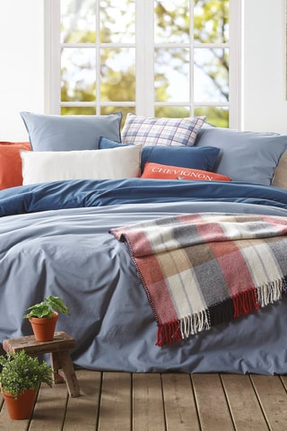 Conjunto de edredão em algodão 57 fios/cm² Uni - Azul-escuro