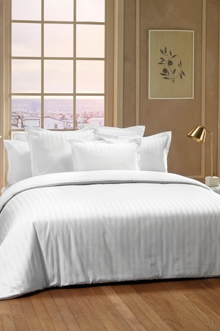 Conjunto de edredão em cetim de algodão 80 fios/cm² Jacquard - Branco